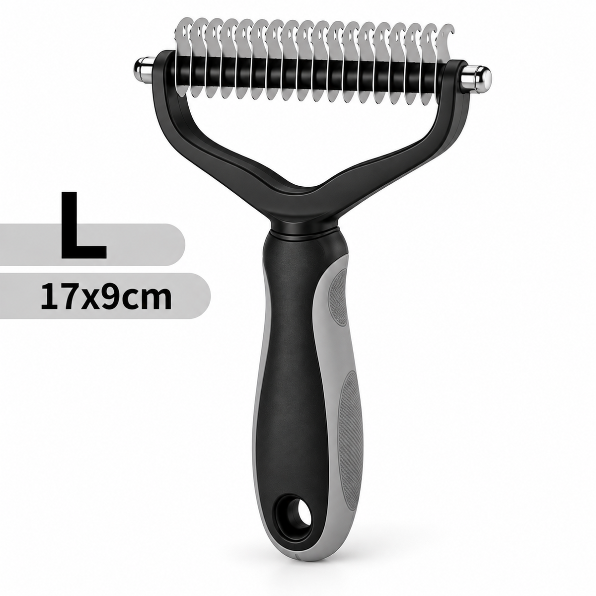 Brosse de toilettage double-face pour animaux - coloris gris, grand modèle