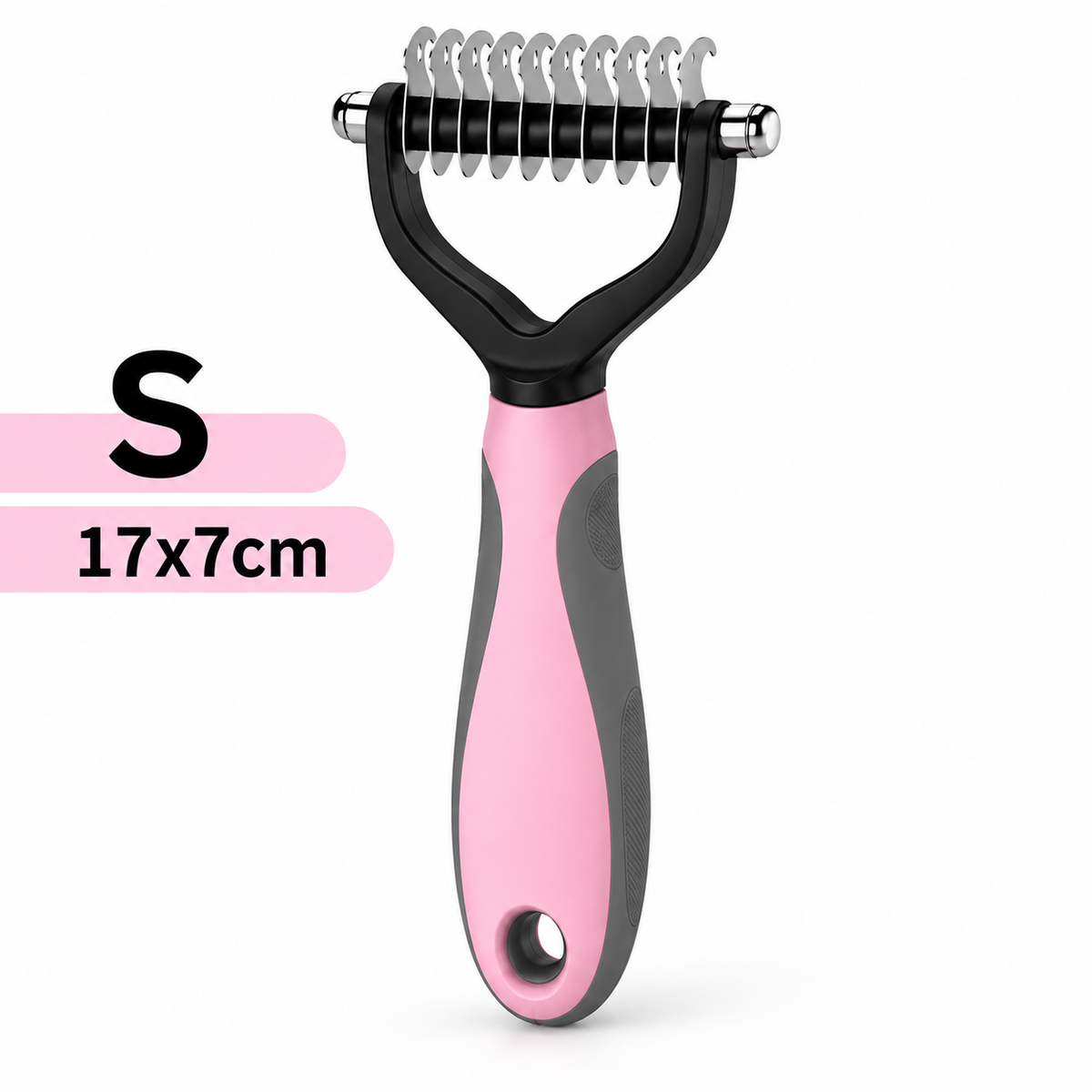 Brosse de toilettage double-face pour animaux - coloris rose, petit modèle